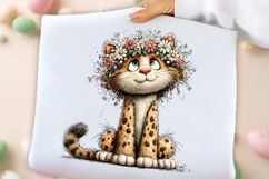 Whimsical Spring Floral Cat Clipart Product Image 2