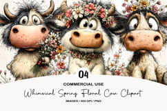 Whimsical Spring Floral Cow Clipart Product Image 1
