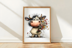 Whimsical Spring Floral Cow Clipart Product Image 3