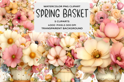 Whimsical Spring Flower Basket Clipart Product Image 1