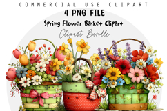 Whimsical Spring Flower Basket Clipart Product Image 1