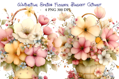Whimsical Spring Flower Basket Clipart Product Image 1