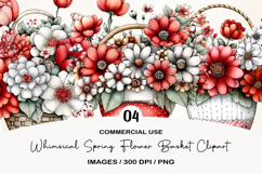 Whimsical Spring Flower Basket Clipart Product Image 1