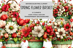 Whimsical Spring Flower Basket Clipart Product Image 1