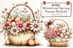 Whimsical Spring Flower Basket Clipart Product Image 1
