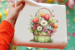 Whimsical Spring Flower Basket Clipart Product Image 2