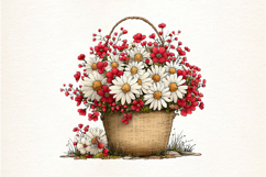 Whimsical Spring Flower Basket Clipart Product Image 2