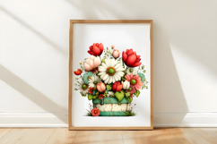 Whimsical Spring Flower Basket Clipart Product Image 3