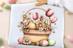 Whimsical Spring Flower Basket Clipart Product Image 3