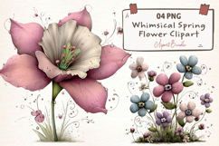 Whimsical Spring Flower Clipart Png Product Image 1
