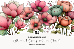 Whimsical Spring Flowers Clipart Product Image 1