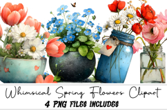 Whimsical Spring Flowers Clipart Product Image 1