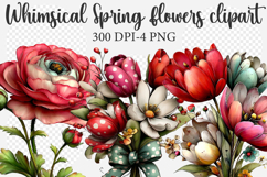 Whimsical Spring flowers clipart Product Image 1