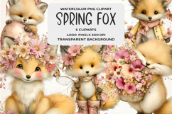 Whimsical Spring Fox Clipart Product Image 1