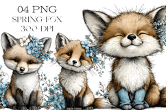 Whimsical Spring Fox Clipart PNG Product Image 1