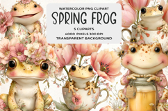 Whimsical Spring Frog Clipart Product Image 1