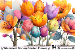 Whimsical Spring Garden Flower Clipart Product Image 1