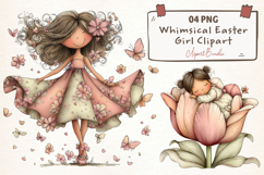 Whimsical Spring Girl Clipart Product Image 1