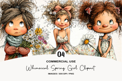 Whimsical Spring Girl Clipart Product Image 1