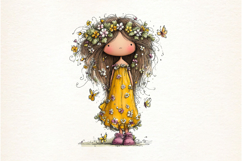 Whimsical Spring Girl Clipart Product Image 2