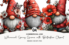 Whimsical Spring Gnome with Butterflies Clipart Product Image 1