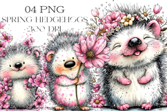 Whimsical Spring Hedgehogs Clipart Product Image 1
