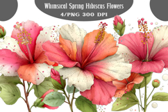 Whimsical Spring Hibiscus Flowers Clipart Product Image 1
