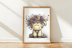 Whimsical Spring Highland Cow Clipart Product Image 2