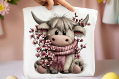 Whimsical Spring Highland Cow Clipart Product Image 2