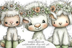 Whimsical spring lamb clipart - Spring lamb Png Product Image 1