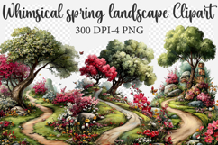 Whimsical spring landscape Clipart Product Image 1