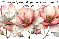 Whimsical Spring Magnolia Flower Clipart Product Image 1