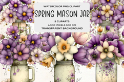Whimsical Spring Mason Jar Clipart Product Image 1