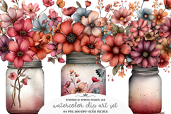 Whimsical spring mason jar clipart - spring mason jar Png Product Image 1