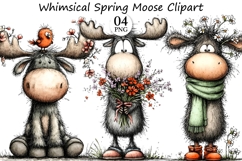 Whimsical Spring Moose Clipart Product Image 1
