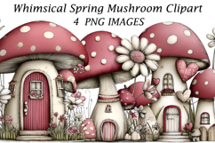 Whimsical Spring Mushroom Clipart Product Image 1