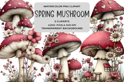 Whimsical Spring Mushroom Clipart Product Image 1