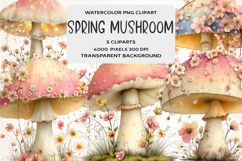 Whimsical Spring Mushroom Clipart Product Image 1