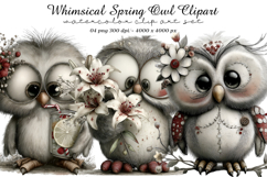 Whimsical Spring Owl Clipart Product Image 1