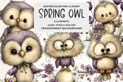 Whimsical Spring Owl Clipart Product Image 1