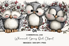 Whimsical Spring Owl Clipart Product Image 1
