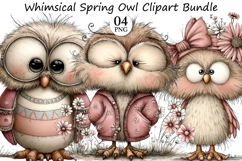 Whimsical Spring Owl Clipart Product Image 1