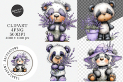 Whimsical spring panda clipart - Spring panda Png Product Image 1