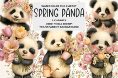 Whimsical Spring Panda Clipart Product Image 1