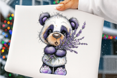 Whimsical spring panda clipart - Spring panda Png Product Image 2