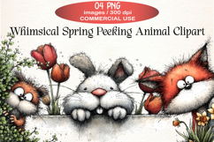 Whimsical Spring Peeking Animal Clipart Product Image 1