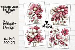 Whimsical Spring Pink Flower Clipart Product Image 1