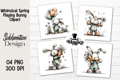 Whimsical Spring Playing Bunny Clipart Product Image 1