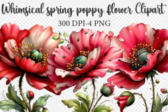 Whimsical Spring Poppy clipart Product Image 1