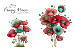 Whimsical Spring Poppy Flower Clipart Product Image 1